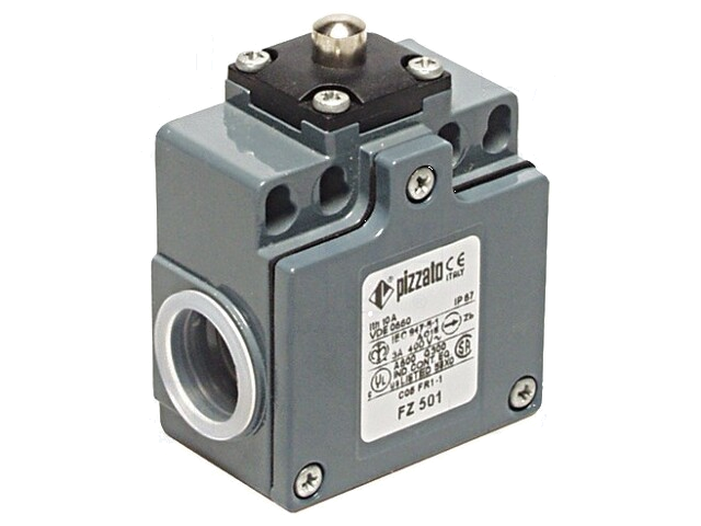 Eindschakelaar; pin Ø8mm; NO + NC; 10A; max.500VAC; max.250VDC Eindschakelaar; pin Ø8mm; NO + NC; 10A; max.500VAC; max.250VDC